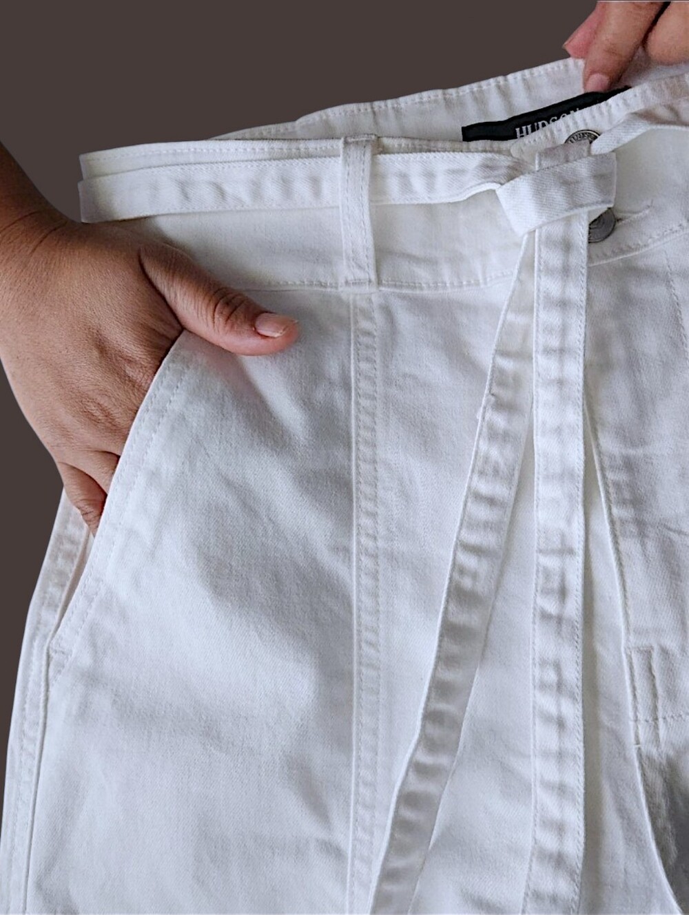 HUDSON Women's Wide-Leg Belt Mid-Rise White Jeans Size 10/30 (Medium)Trendy Pant - Picture 2 of 13